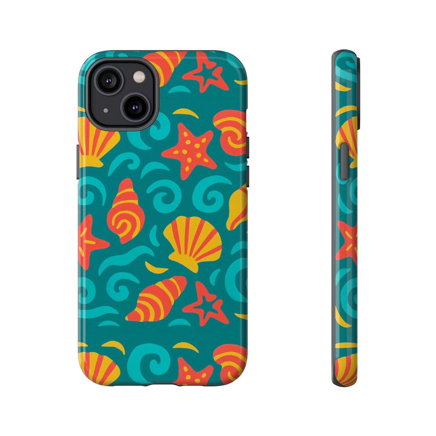 vibrant coastal shell pattern protective phone case for stylish self-expression compatible with iphone 13, 14, 15 & 16 – all models including pro, pro max & plus