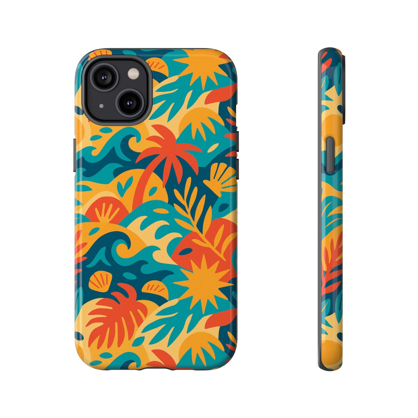 vibrant tropical phone case for stylish protection with 3d wrap design – unisex fashion accessory compatible with iphone 13, 14, 15 & 16 – all models including pro, pro max & plus