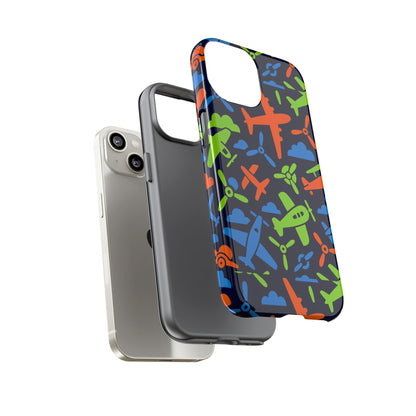 Vibrant Airplane Pattern Protective Phone Case for Colourful Accessory Durable Design Compatible with iPhone 13, 14, 15 & 16 – all models including Pro, Pro Max & Plus