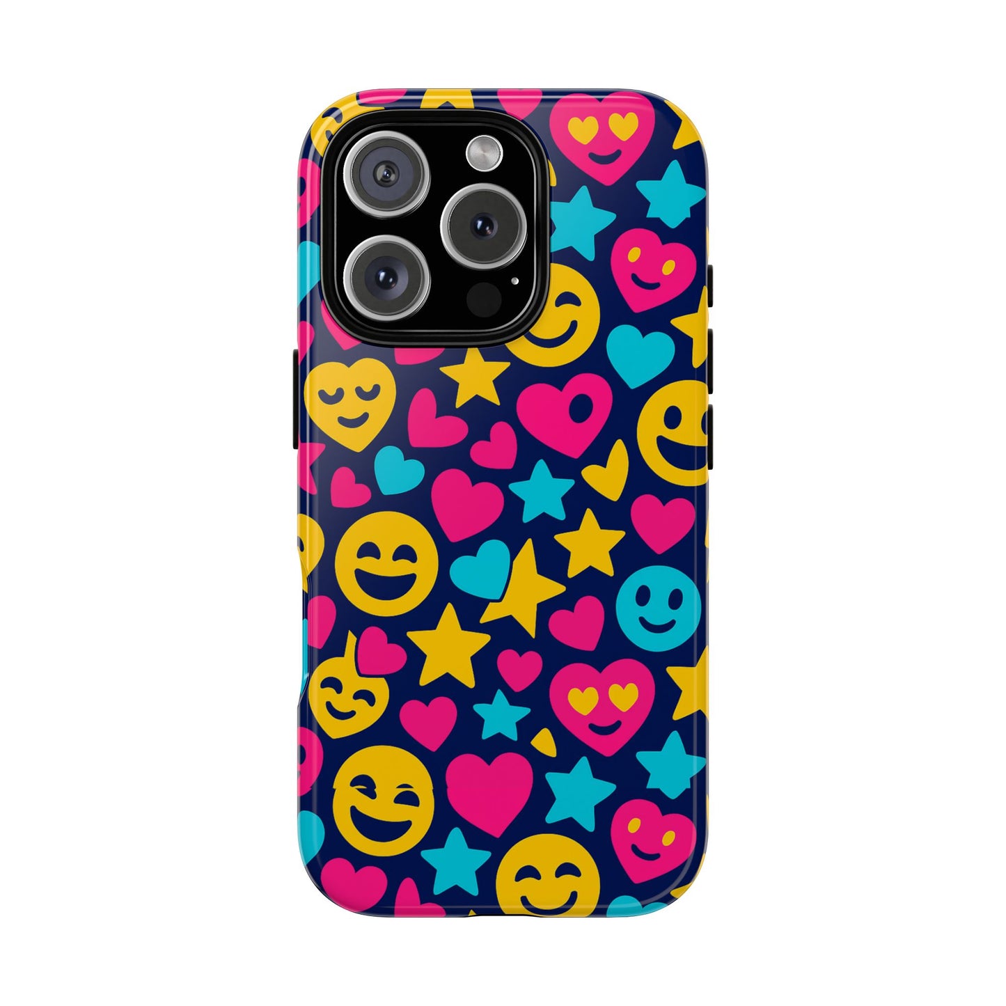 vibrant emoji protective phone case with 3d wrap design for fun style and robust protection compatible with iphone 13, 14, 15 & 16 – all models including pro, pro max & plus