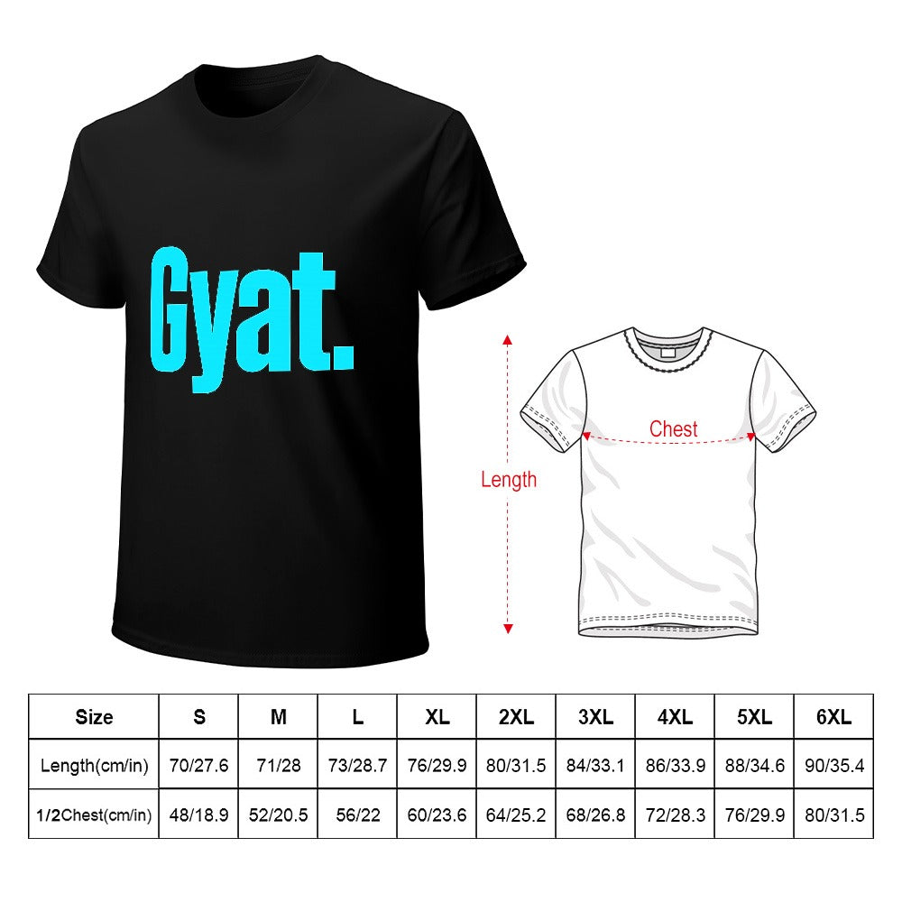 men's t-shirt 100% cotton gyat graphic t-shirt for men, stylish casual wear with bold print, comfortable fit for everyday use, perfect for leisure and fitness activities