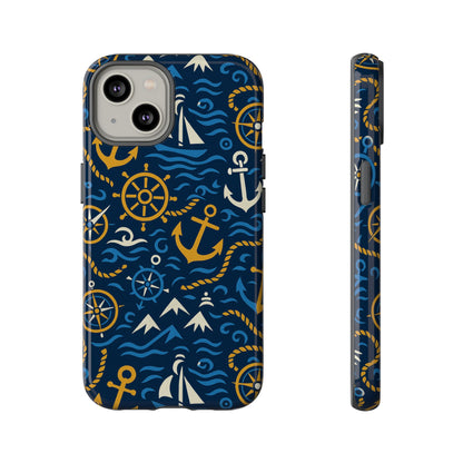 Vibrant Nautical Blue Phone Case with 3D Anchor Design for Stylish Protection Compatible with iPhone 13, 14, 15 & 16 – all models including Pro, Pro Max & Plus