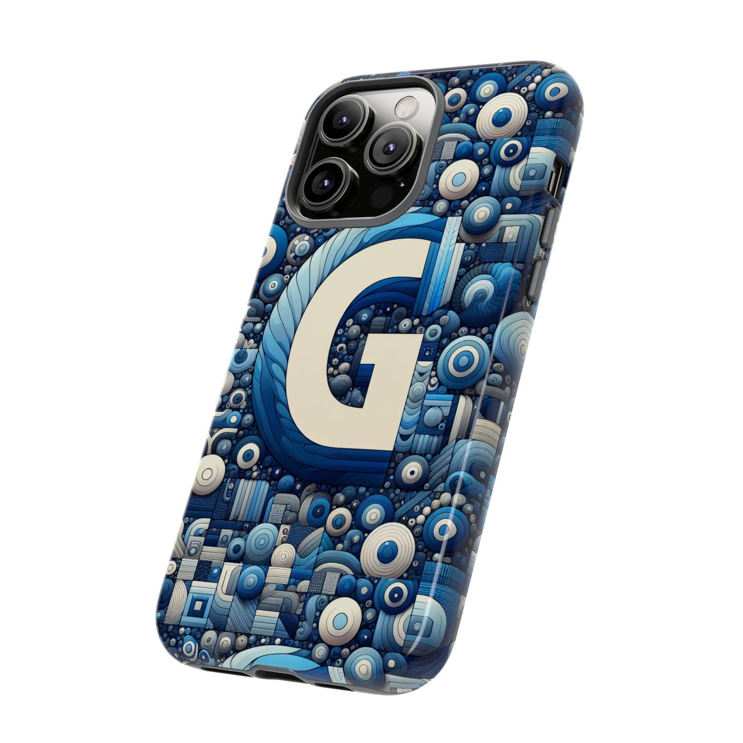 blue alphabet g phone case for iphone and android shockproof protective cover with 3d wrap design and uv protection