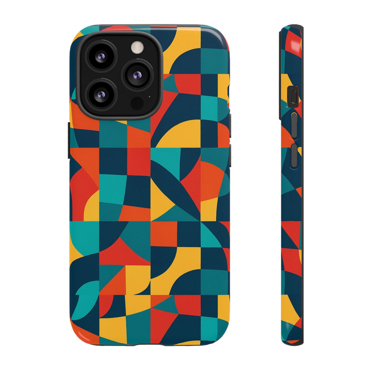 vibrant multicolour geometric 3d wrap phone case for stylish protection and unique expression compatible with iphone 13, 14, 15 & 16 – all models including pro, pro max & plus