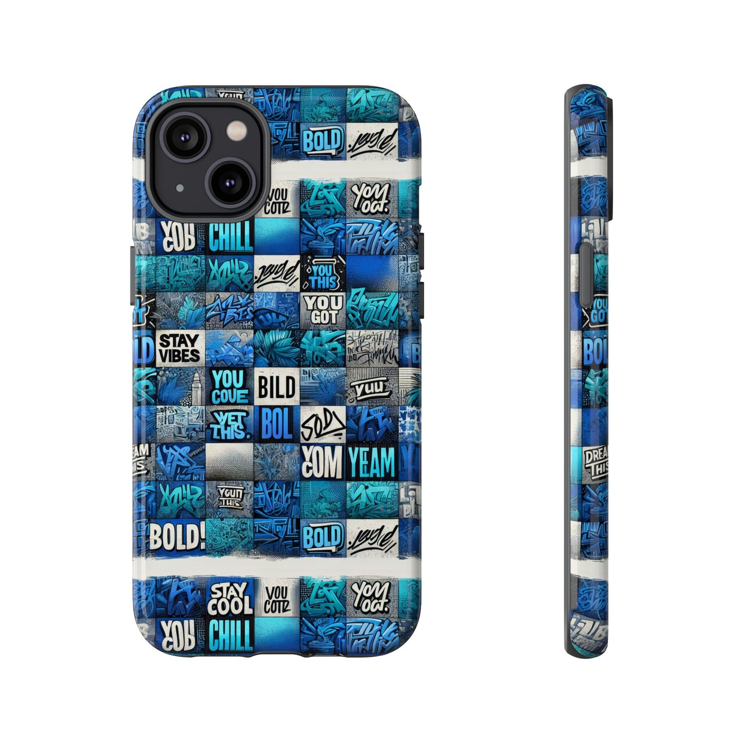 vibrant 3d graphic protective phone case with blue design – playful accessory for stylish protection compatible with iphone 13, 14, 15 & 16 – all models including pro, pro max & plus