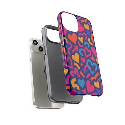 Vibrant Multicolour Heart Pattern Protective Phone Case with 3D Wrap Design for Stylish Smartphone Accessories Compatible with iPhone 13, 14, 15 & 16 – all models including Pro, Pro Max & Plus