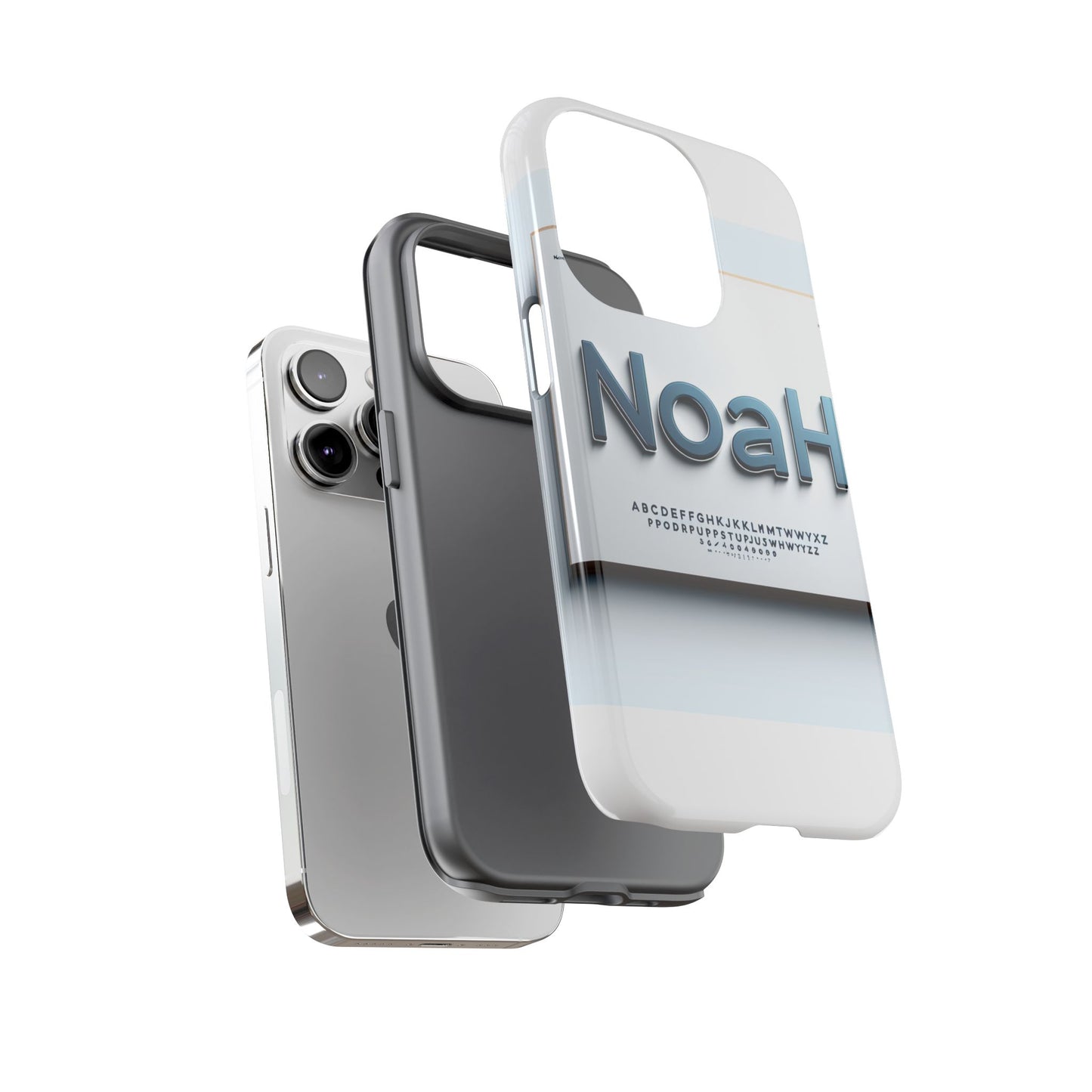 stylish 3d text phone case with modern design in blue – trendy protection for individuals – compatible with iphone 13, 14, 15 & 16 – all models including pro, pro max & plus