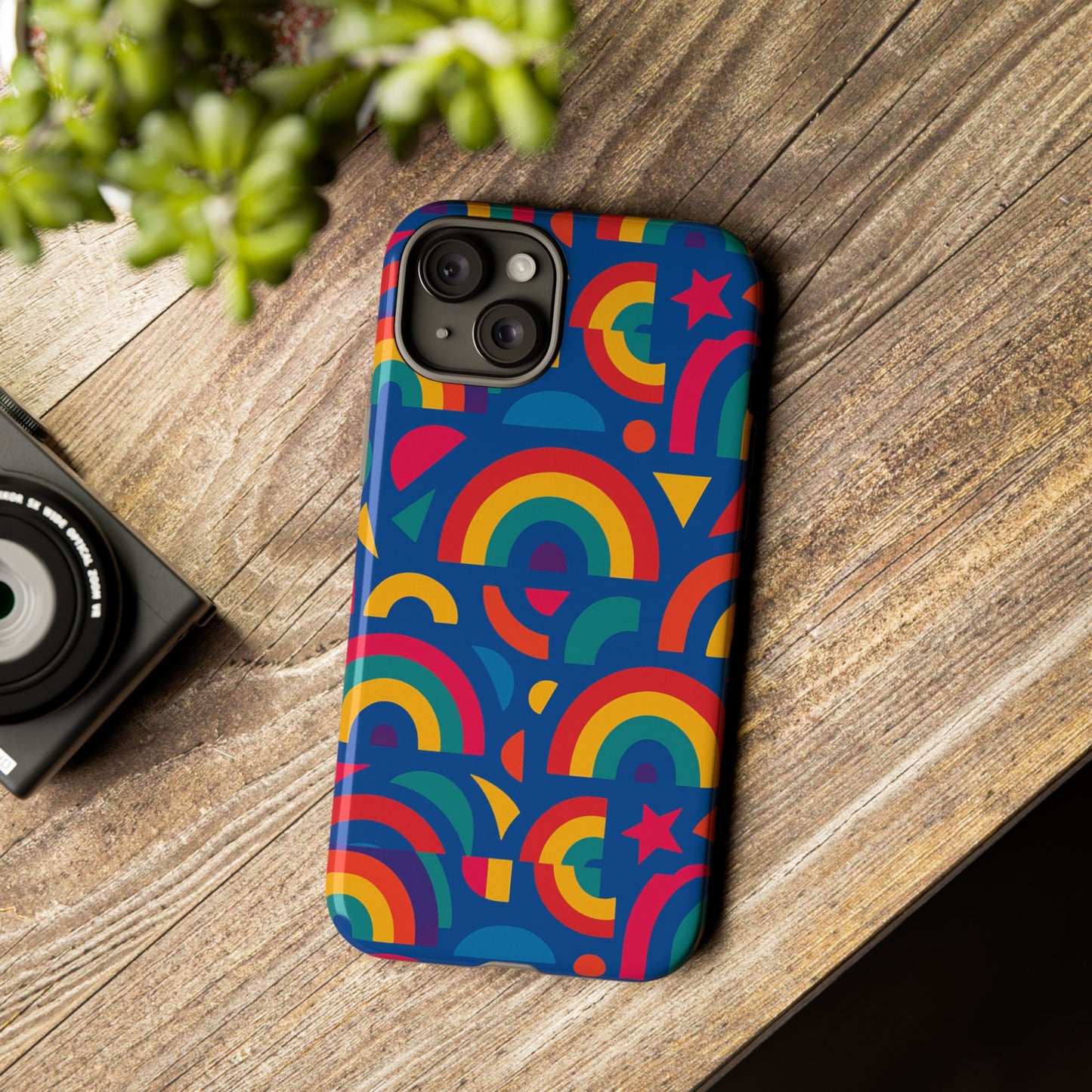 vibrant 3d geometric phone case in multicolour design for stylish protection compatible with iphone 13, 14, 15 & 16 – all models including pro, pro max & plus