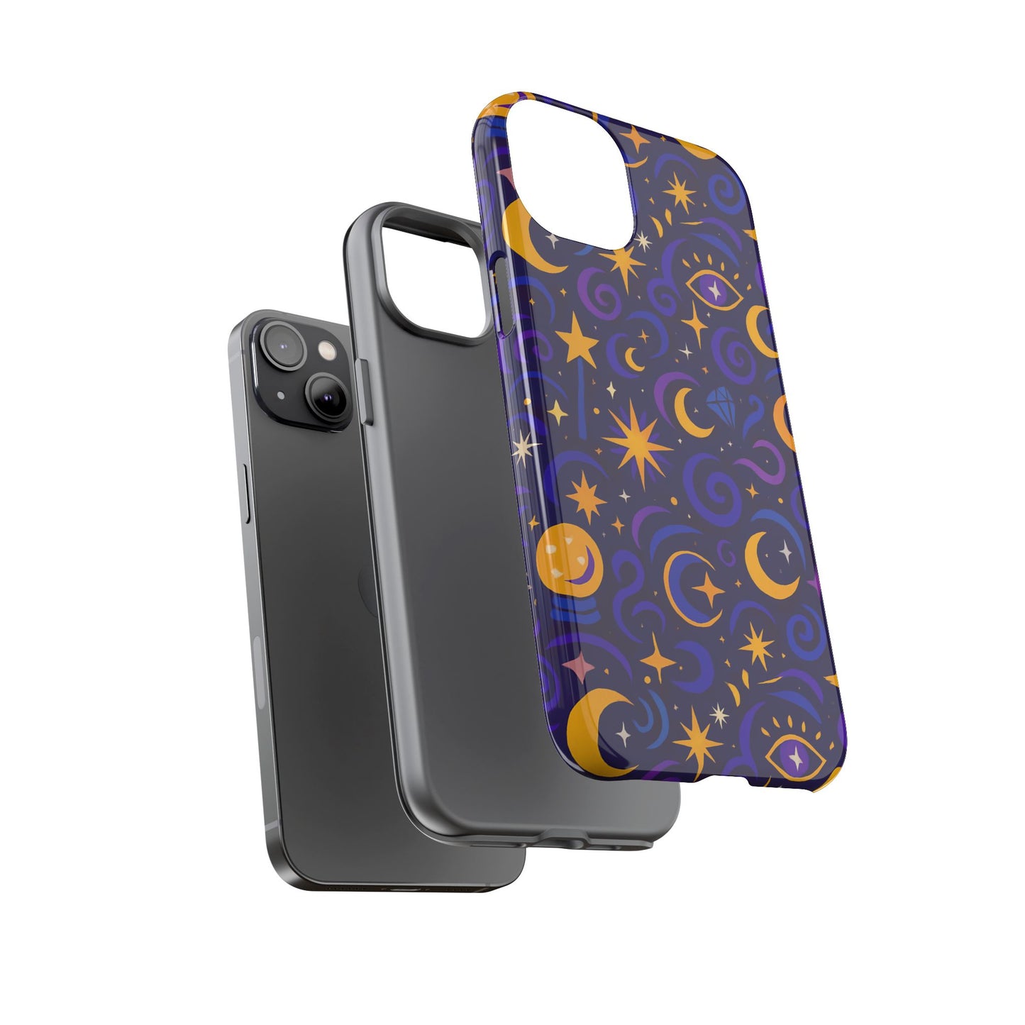 vibrant 3d cosmic design phone case for stylish protection with multicolour stars and swirls compatible with iphone 13, 14, 15 & 16 – all models including pro, pro max & plus
