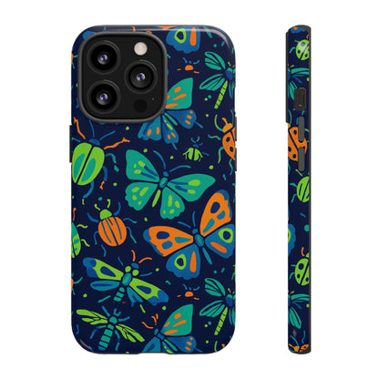 Vibrant Insect Pattern Protective Phone Case for Stylish Protection – Multicolour 3D Design Compatible with iPhone 13, 14, 15 & 16 – all models including Pro, Pro Max & Plus