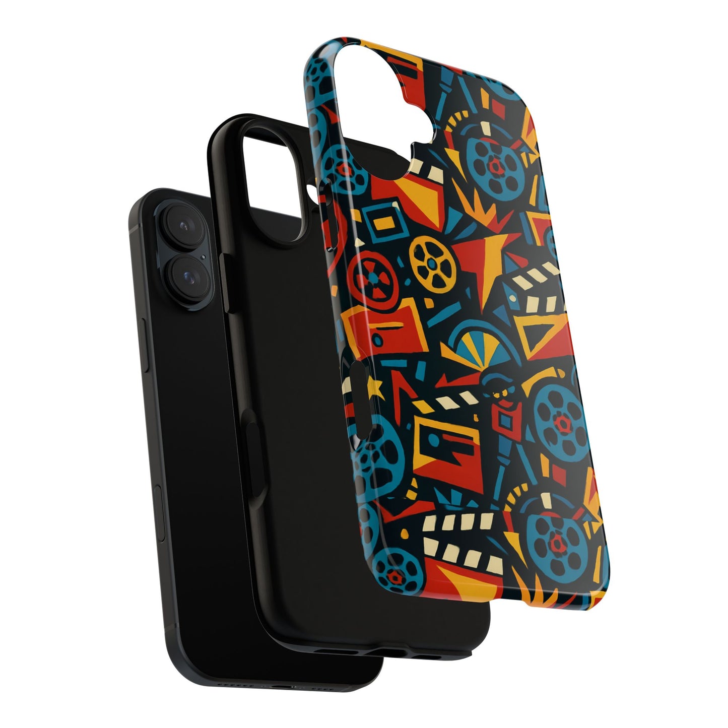 vibrant retro movie-inspired protective phone case with 3d design for stylish protection compatible with iphone 13, 14, 15 & 16 – all models including pro, pro max & plus