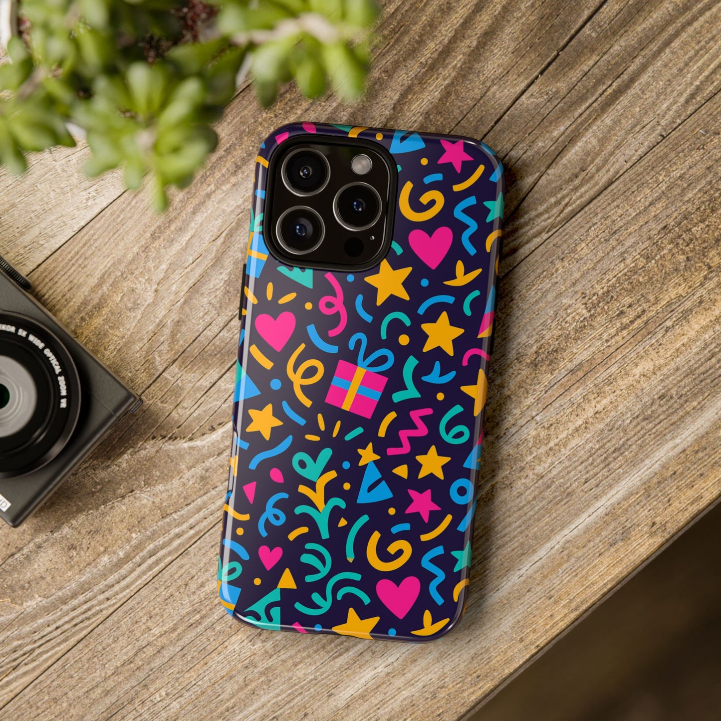 vibrant multicolour retro phone case with fun 3d design for stylish protection and unique expression compatible with iphone 13, 14, 15 & 16 – all models including pro, pro max & plus