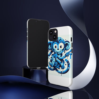 Protective 3D Wrap Phone Case with Playful Monkey Design in Blue – Stylish Protection for Men and Women Compatible with iPhone 13, 14, 15 & 16 – all models including Pro, Pro Max & Plus