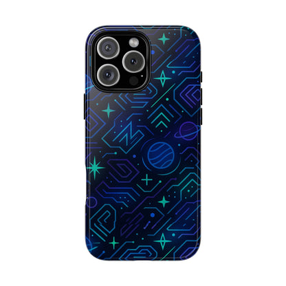 Vibrant Space Design Protective Phone Case in Blue and Green 3D Wrap for Stylish Protection Compatible with iPhone 13, 14, 15 & 16 – All Models Including Pro, Pro Max & Plus