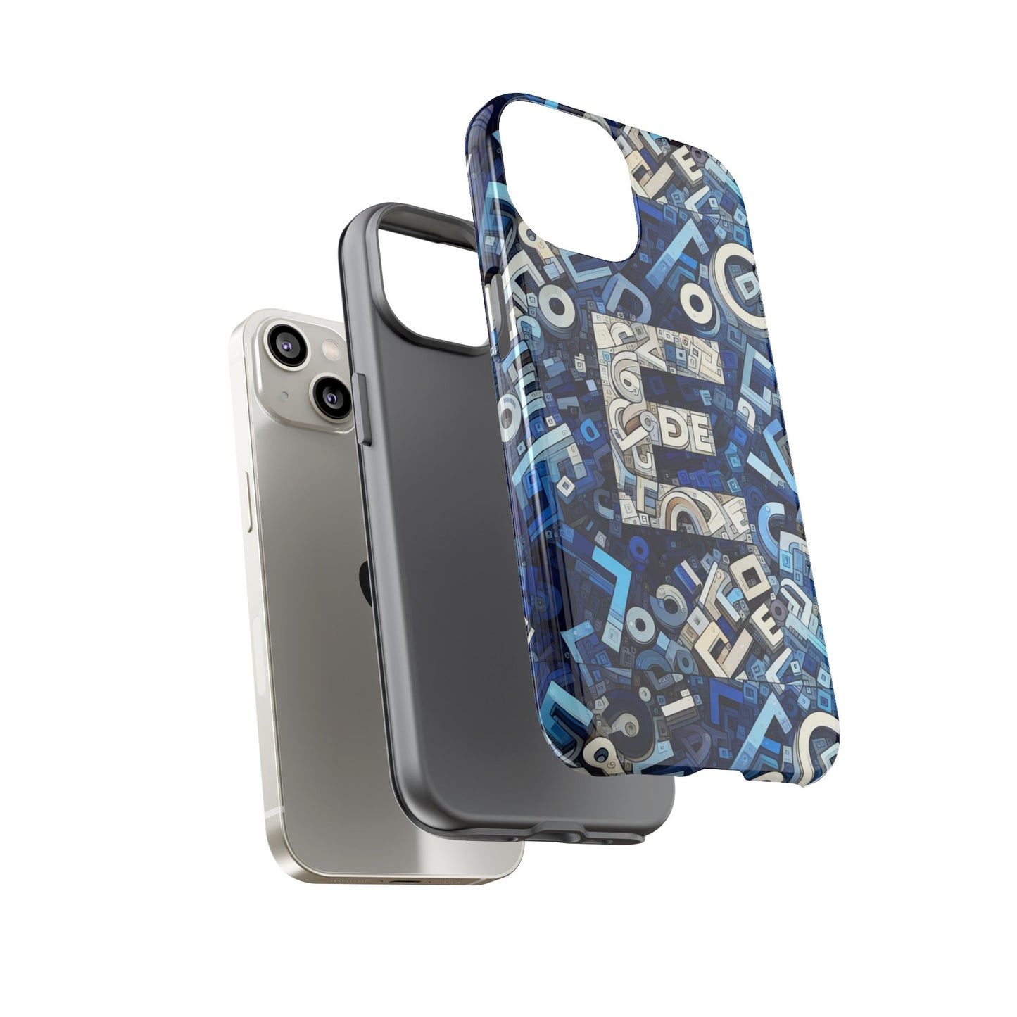 blue alphabet e phone case with 3d wrap design for stylish protection and personalised tech accessory for men and women