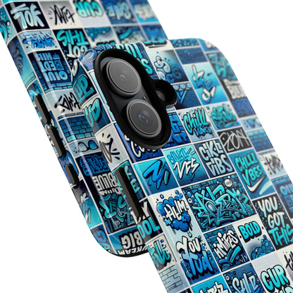 Vibrant Blue 3D Wrap Protective Phone Case Featuring Retro Alphabet Design for Stylish Smartphone Protection Compatible with iPhone 13, 14, 15 & 16 – all models including Pro, Pro Max & Plus