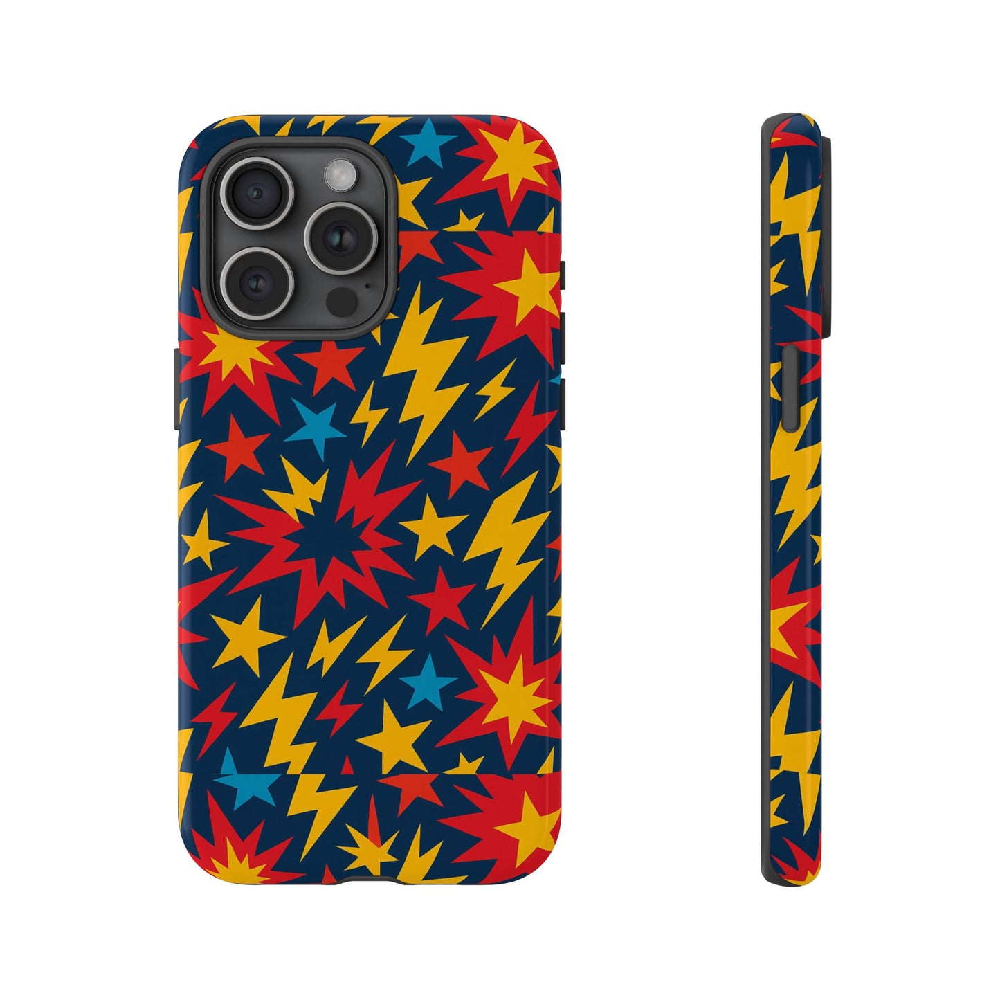 vibrant 3d superhero phone case with colourful lightning design for men and women, stylish protection compatible with iphone 13, 14, 15 & 16 – all models including pro, pro max & plus