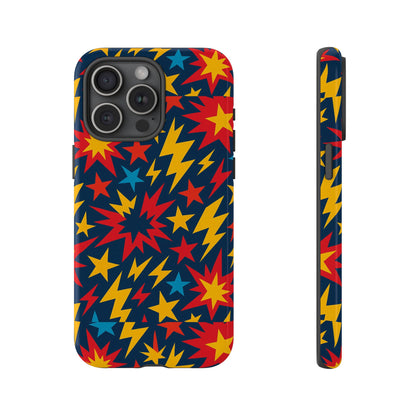 Vibrant 3D Superhero Phone Case with Colourful Lightning Design for Men and Women, Stylish Protection Compatible with iPhone 13, 14, 15 & 16 – all models including Pro, Pro Max & Plus