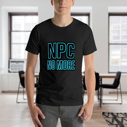 2025 150g Men's Short Sleeve T-Shirt, Cotton Casual Tee with Bold "NPC No More" Print, Comfortable & Versatile for Gym, Outings, or Lounging, Stylish Addition for Every Modern Man