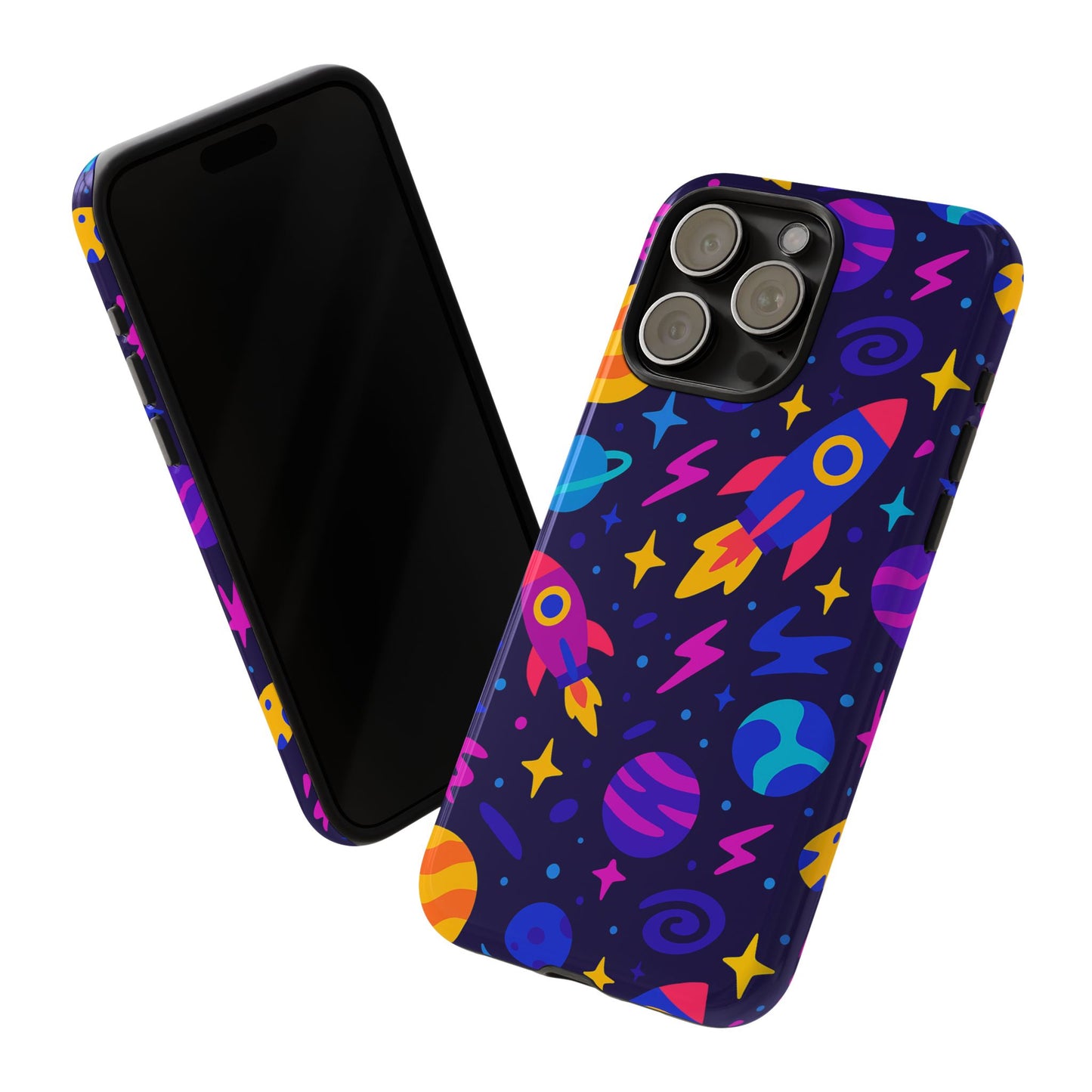 vibrant 3d wrap protective phone case with playful space theme for stylish self-expression compatible with iphone 13, 14, 15 & 16 – all models including pro, pro max & plus