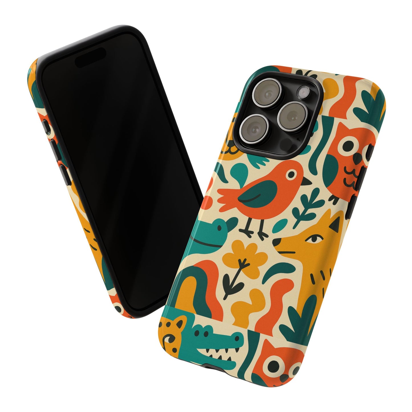 vibrant animal print protective phone case with 3d wrap design for unique style and expression compatible with iphone 13, 14, 15 & 16 – all models including pro, pro max & plus
