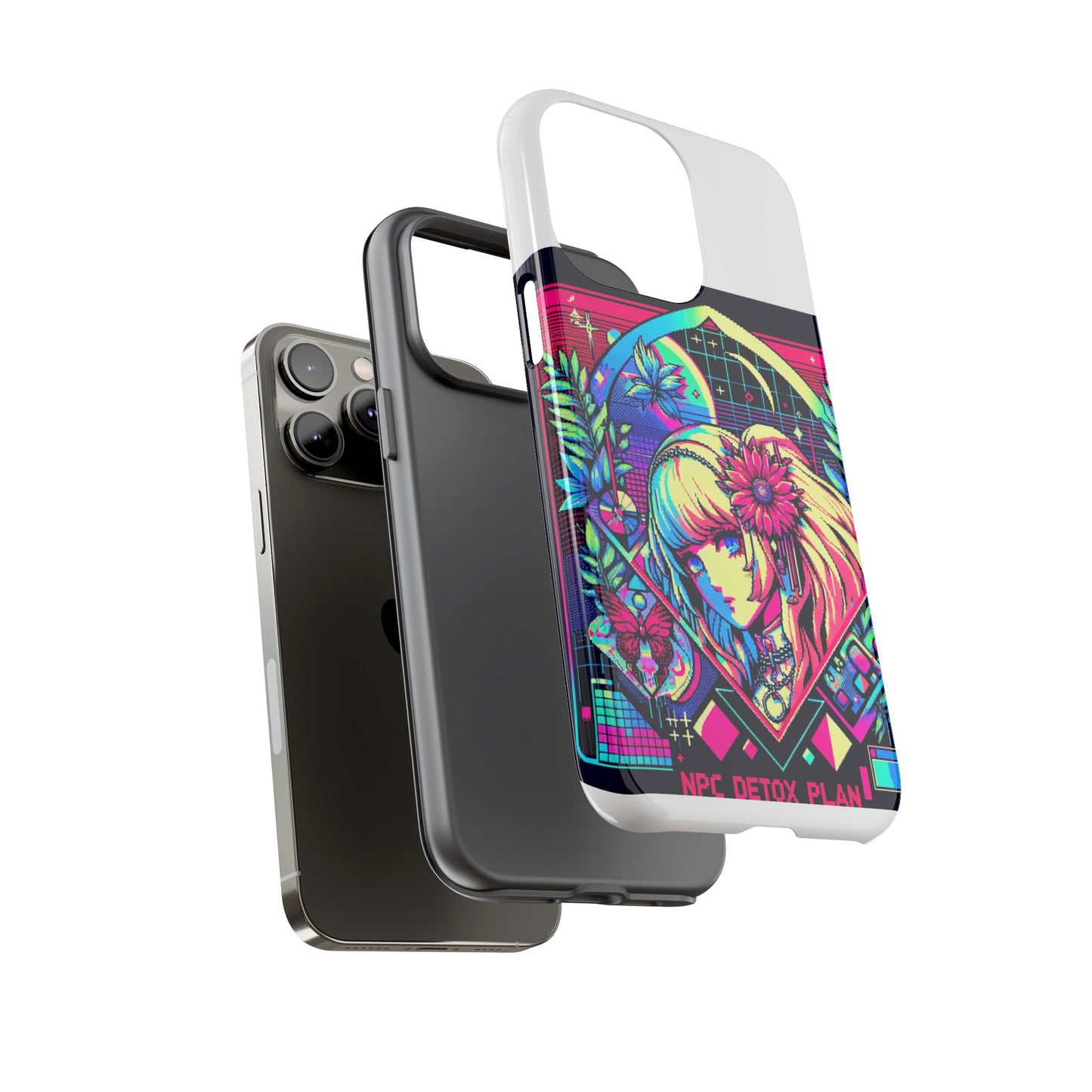 npc detox plan - vibrant protective phone case for anime and comic lovers, durable shock absorption, uv protected, glossy or matte finish