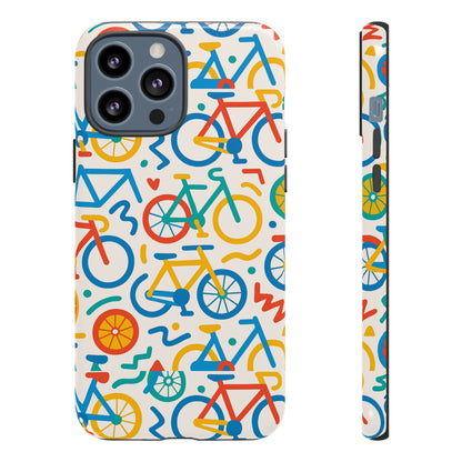 Vibrant 3D Bicycle Print Protective Phone Case – Colourful Unisex Accessory for Style and Fun – Compatible with iPhone 13, 14, 15 & 16 – All Models Including Pro, Pro Max & Plus
