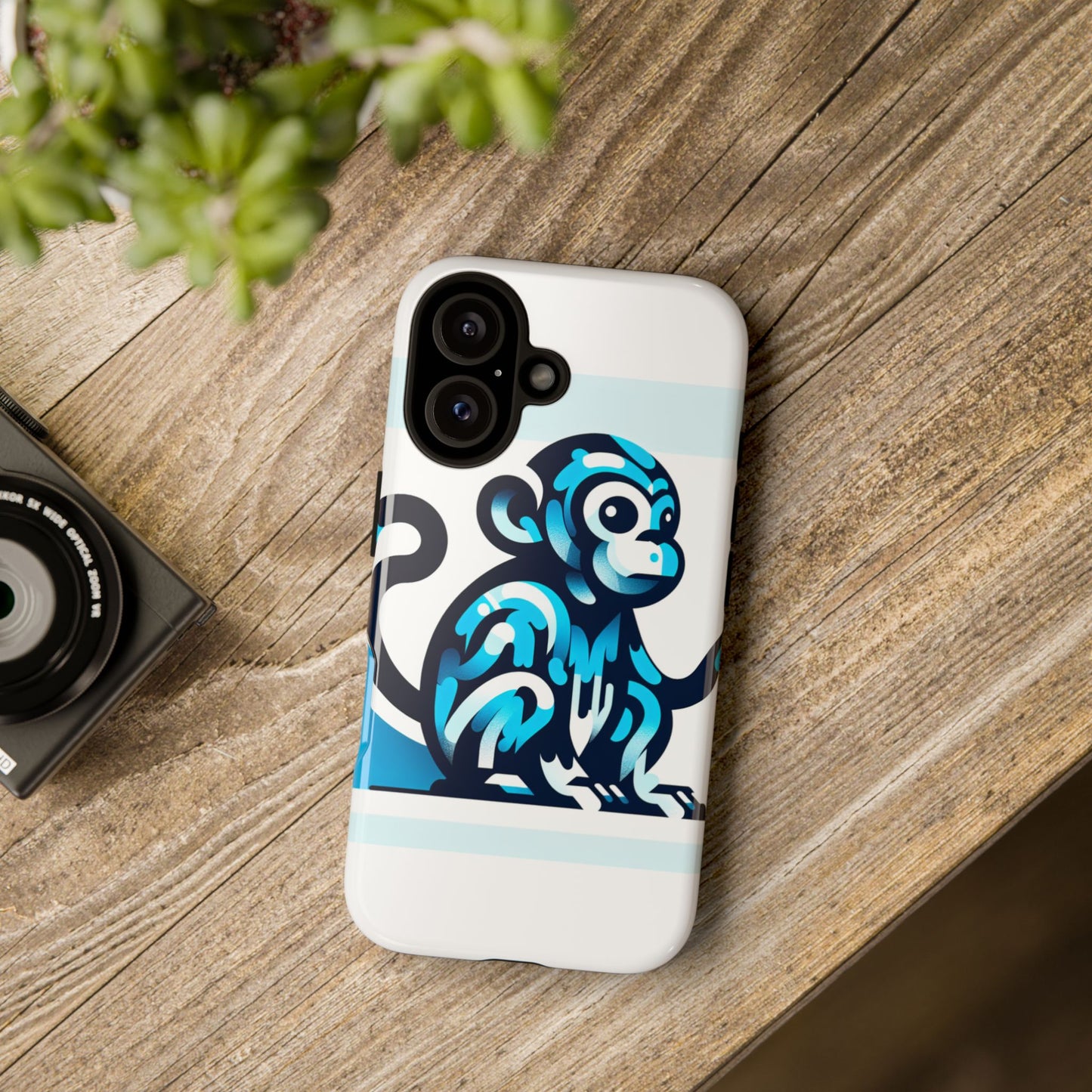 vibrant 3d monkey-inspired phone case for stylish protection in blue – unisex design compatible with iphone 13, 14, 15 & 16 – all models including pro, pro max & plus