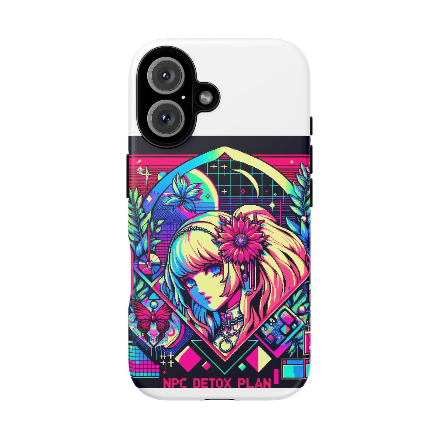 npc detox plan - vibrant protective phone case for anime and comic lovers, durable shock absorption, uv protected, glossy or matte finish