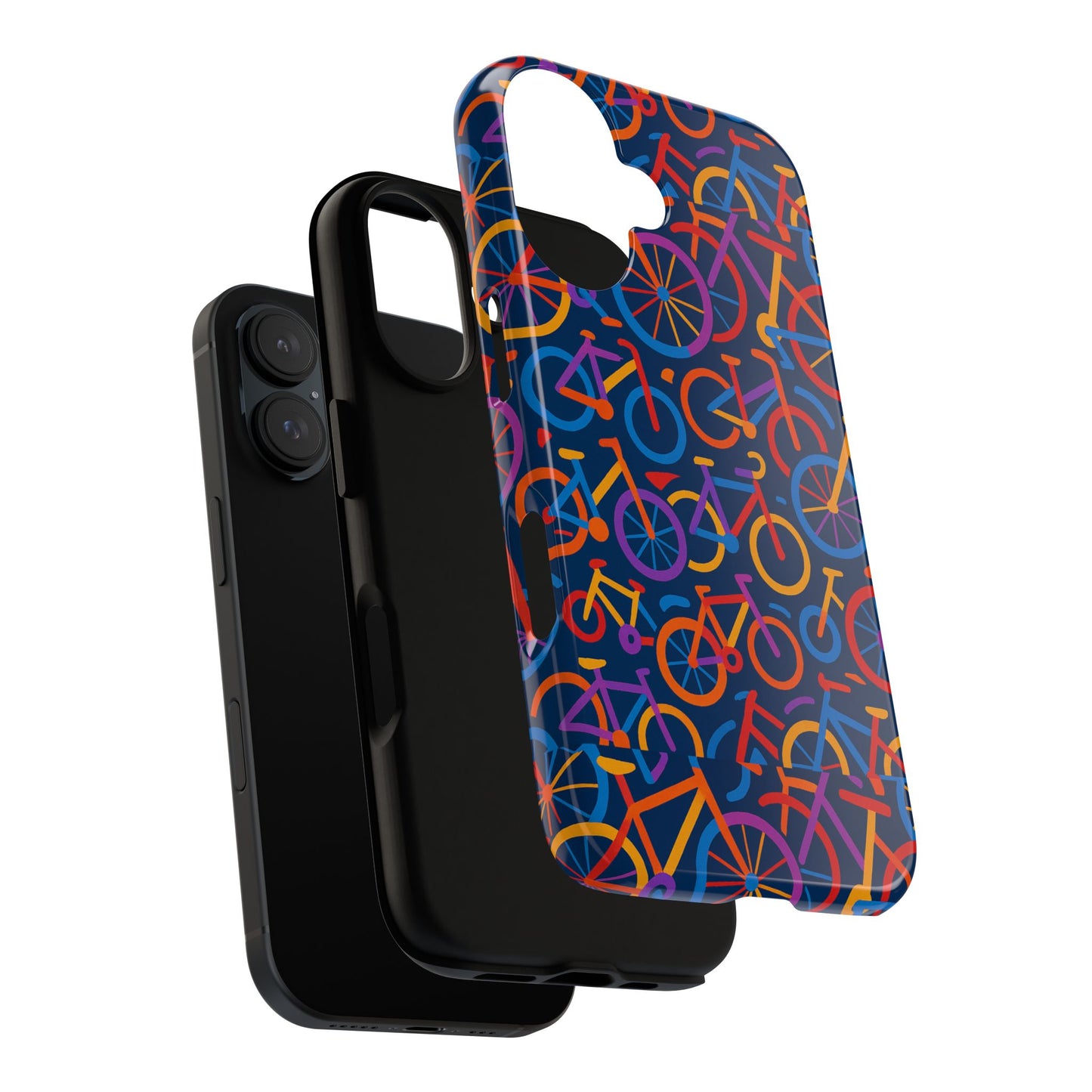 multicolour 3d bicycle pattern protective phone case stylish design for creative individuals compatible with iphone 13, 14, 15 & 16 – all models including pro, pro max & plus
