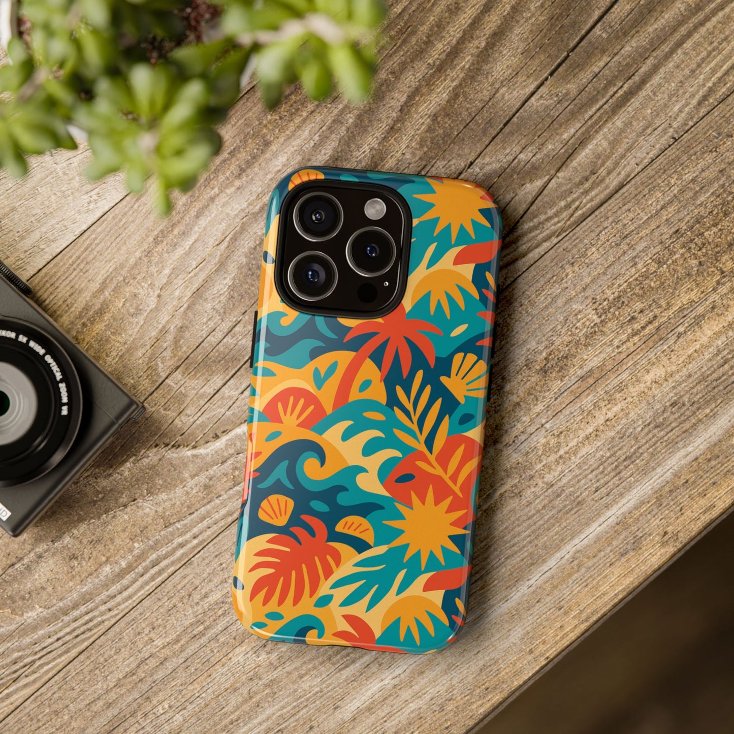 vibrant tropical phone case for stylish protection with 3d wrap design – unisex fashion accessory compatible with iphone 13, 14, 15 & 16 – all models including pro, pro max & plus
