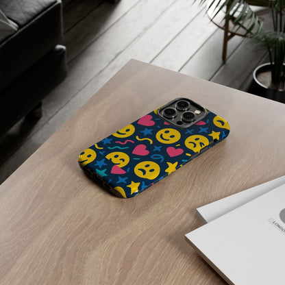 Vibrant Multicolour Emoji Phone Case with 3D Wrap Design for Playful Protection Compatible with iPhone 13, 14, 15 & 16 – all models including Pro, Pro Max & Plus