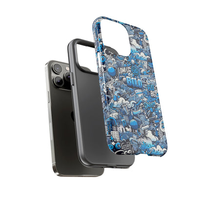 Blue Pattern Image 5 Phone Case for Smartphones Retro Anime Comic Style Shock Absorption Durable TPU Protective Cover