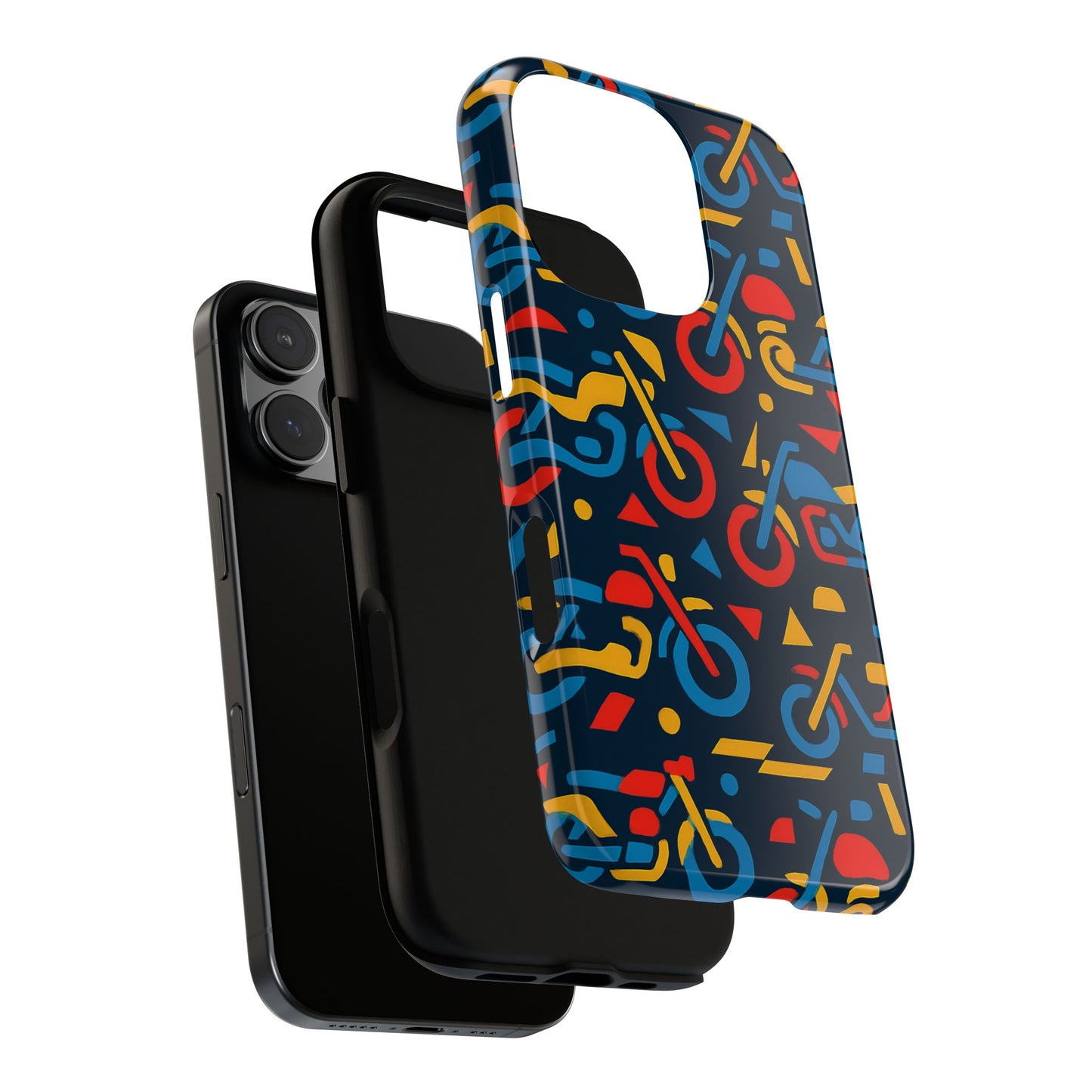 multicolour motorcycle phone case – vibrant art design for stylish protection – compatible with iphone 13, 14, 15 & 16 – all models including pro, pro max & plus