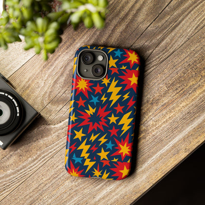 Vibrant 3D Superhero Phone Case with Colourful Lightning Design for Men and Women, Stylish Protection Compatible with iPhone 13, 14, 15 & 16 – all models including Pro, Pro Max & Plus