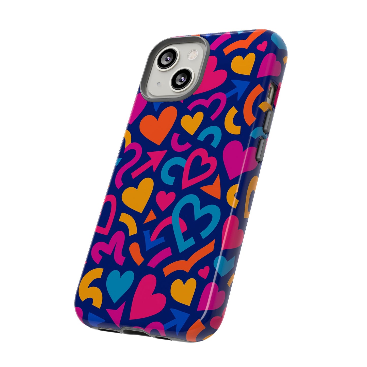 vibrant multicolour heart pattern protective phone case with 3d wrap design for stylish smartphone accessories compatible with iphone 13, 14, 15 & 16 – all models including pro, pro max & plus