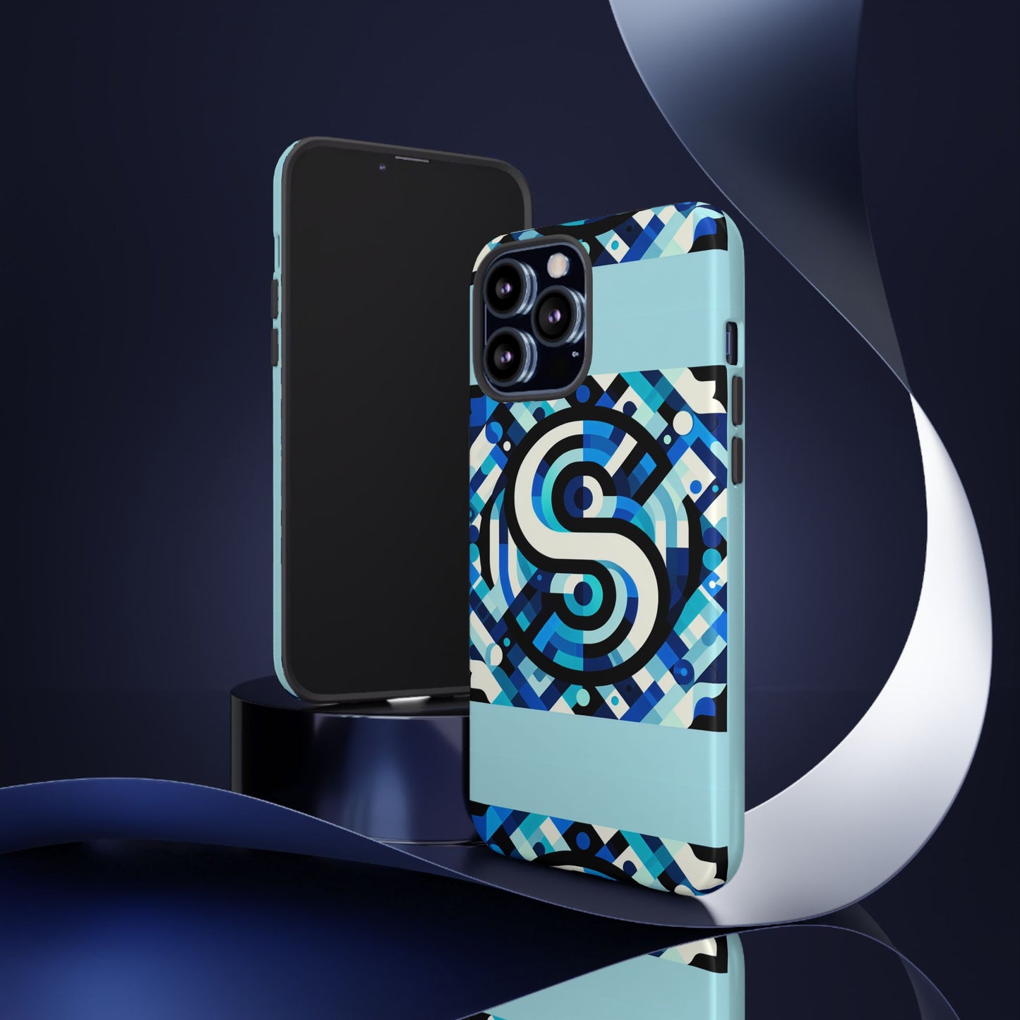 letter blue alphabet s phone case with 3d wrap design for stylish protection and unique retro anime comic style