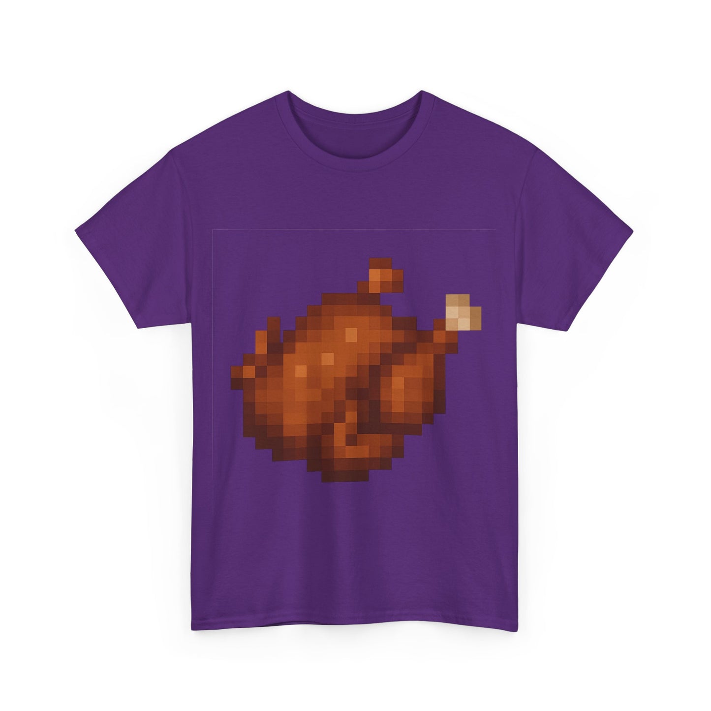 funny pixel turkey unisex heavy cotton tee for gamers - perfect thanksgiving shirt, casual wear, comfortable cotton tee, fun gamer apparel, holiday graphic tee