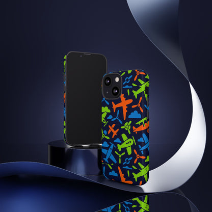 Vibrant Airplane Pattern Protective Phone Case for Colourful Accessory Durable Design Compatible with iPhone 13, 14, 15 & 16 – all models including Pro, Pro Max & Plus