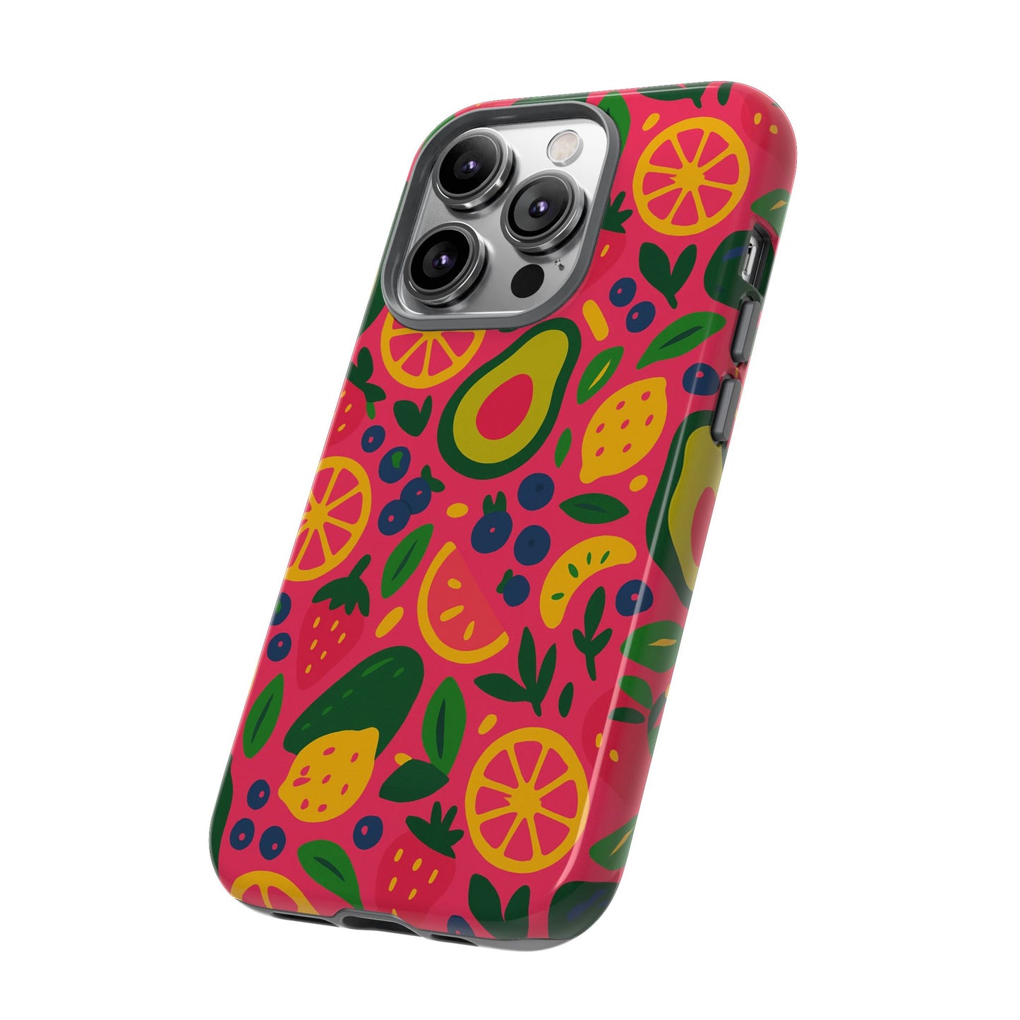 vibrant 3d fruit pattern protective phone case - playful accessory for individuality and stylish protection compatible with iphone 13, 14, 15 & 16 – all models including pro, pro max & plus