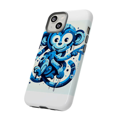 Protective 3D Wrap Phone Case with Playful Monkey Design in Blue – Stylish Protection for Men and Women Compatible with iPhone 13, 14, 15 & 16 – all models including Pro, Pro Max & Plus