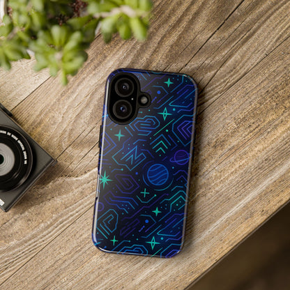 Vibrant Space Design Protective Phone Case in Blue and Green 3D Wrap for Stylish Protection Compatible with iPhone 13, 14, 15 & 16 – All Models Including Pro, Pro Max & Plus