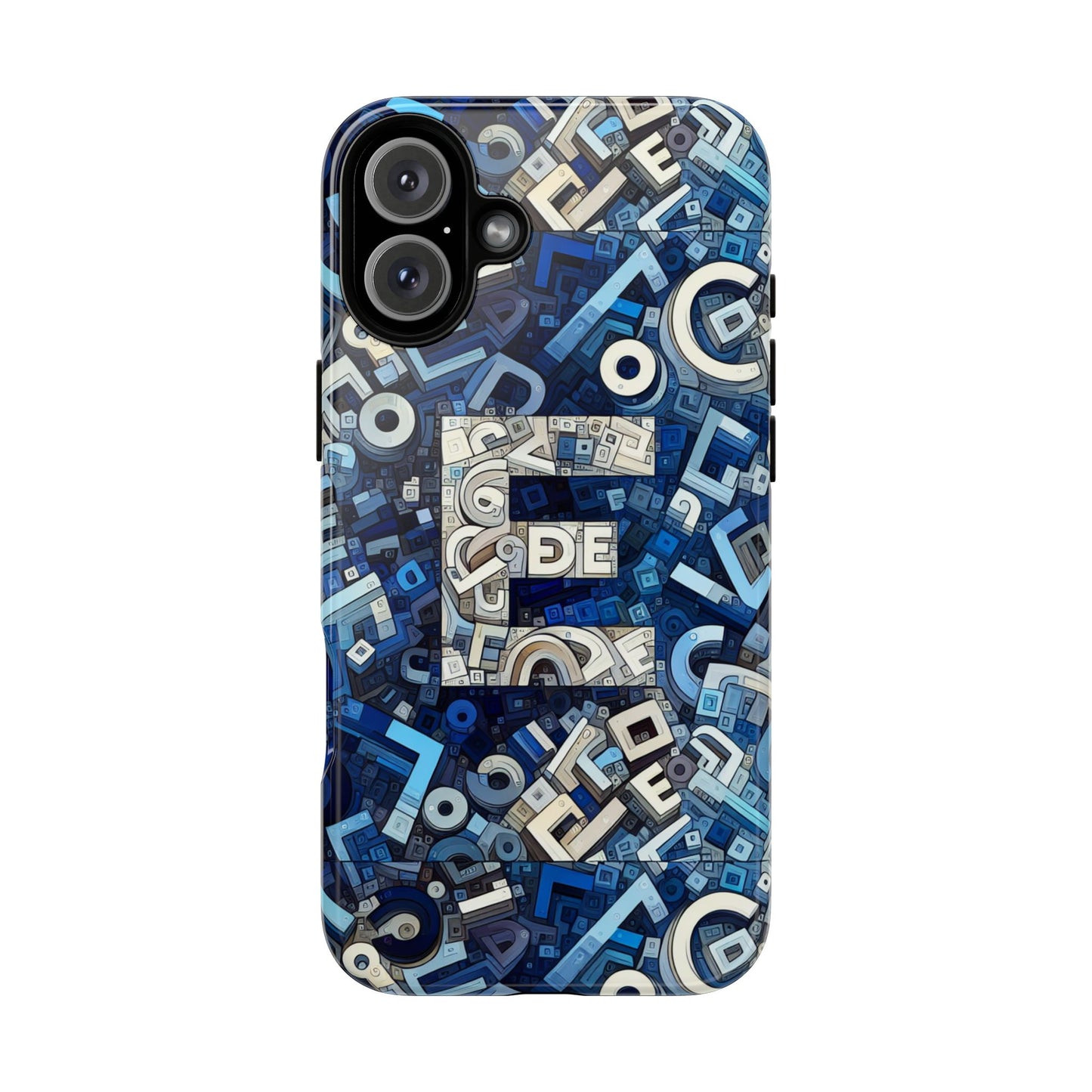 blue alphabet e phone case with 3d wrap design for stylish protection and personalised tech accessory for men and women