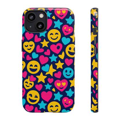 Vibrant Emoji Protective Phone Case with 3D Wrap Design for Fun Style and Robust Protection Compatible with iPhone 13, 14, 15 & 16 – All Models Including Pro, Pro Max & Plus