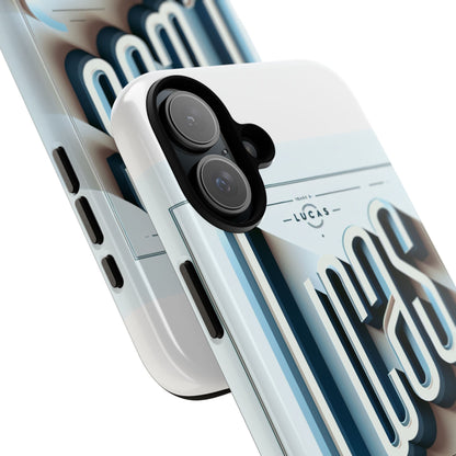 3D Wrap Protective Phone Case in Blue with Playful Typography Design – Stylish Protection Compatible with iPhone 13, 14, 15 & 16 – All Models Including Pro, Pro Max & Plus