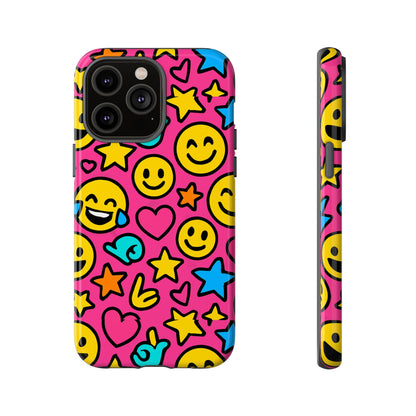 Vibrant Pink Emoji Phone Case with 3D Wrap Design for Stylish Protection Compatible with iPhone 13, 14, 15 & 16 – All Models Including Pro, Pro Max & Plus