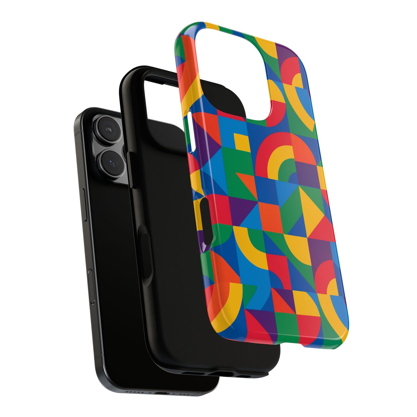 vibrant 3d geometric phone case with bold design stylish protection accessory compatible with iphone 13, 14, 15 & 16 – all models including pro, pro max & plus