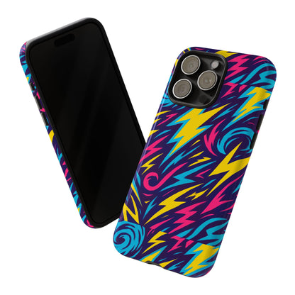 Vibrant Retro Lightning Bolt Protective Phone Case with 3D Design for Fashion Lovers Compatible with iPhone 13, 14, 15 & 16 – all models including Pro, Pro Max & Plus