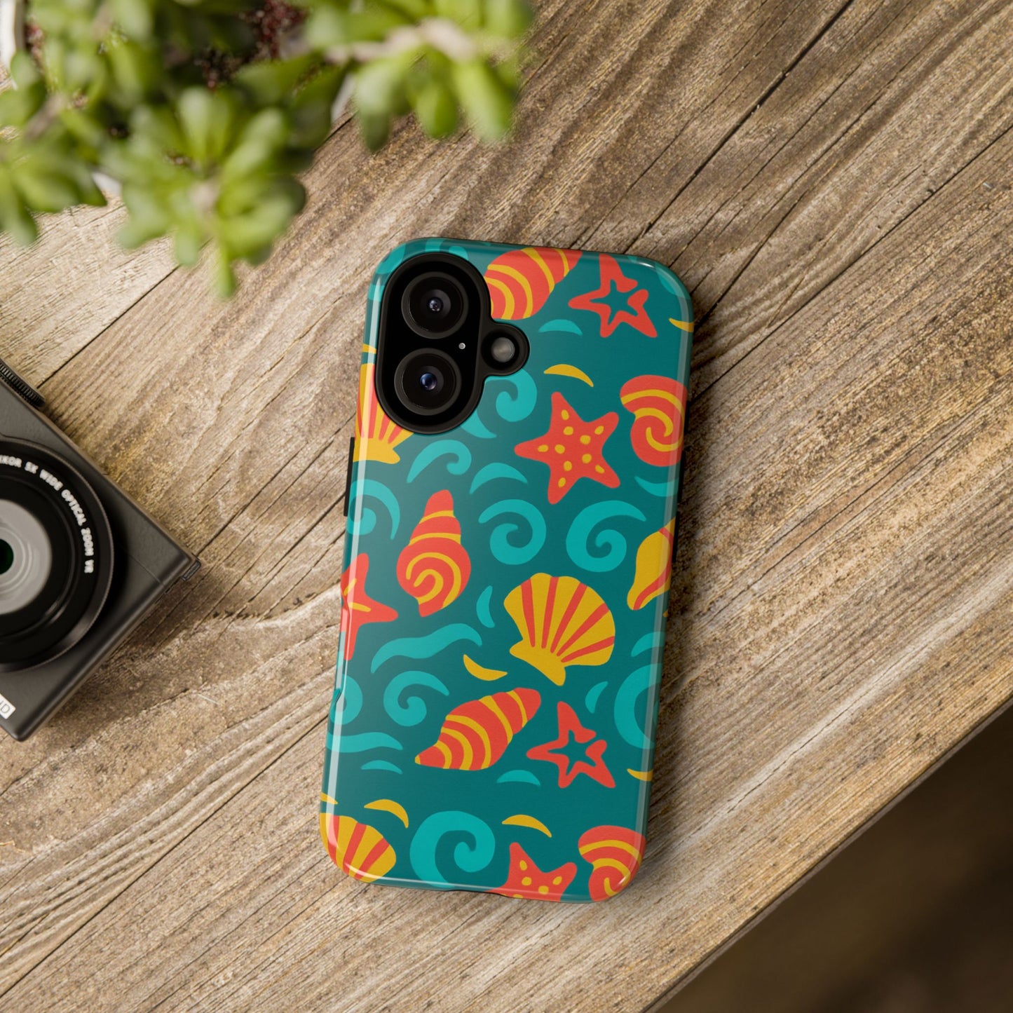 vibrant coastal shell pattern protective phone case for stylish self-expression compatible with iphone 13, 14, 15 & 16 – all models including pro, pro max & plus
