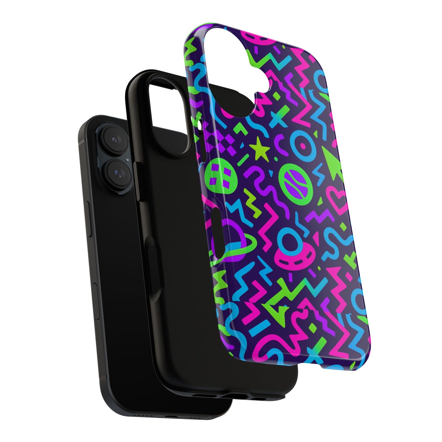vibrant y2k abstract protective phone case with 3d wrap design for bold aesthetic compatible with iphone 13, 14, 15 & 16 – all models including pro, pro max & plus